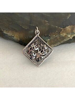 VTG Sterling Silver 925 Rembrandt Engraveable Happy Birthday Charm Pendant